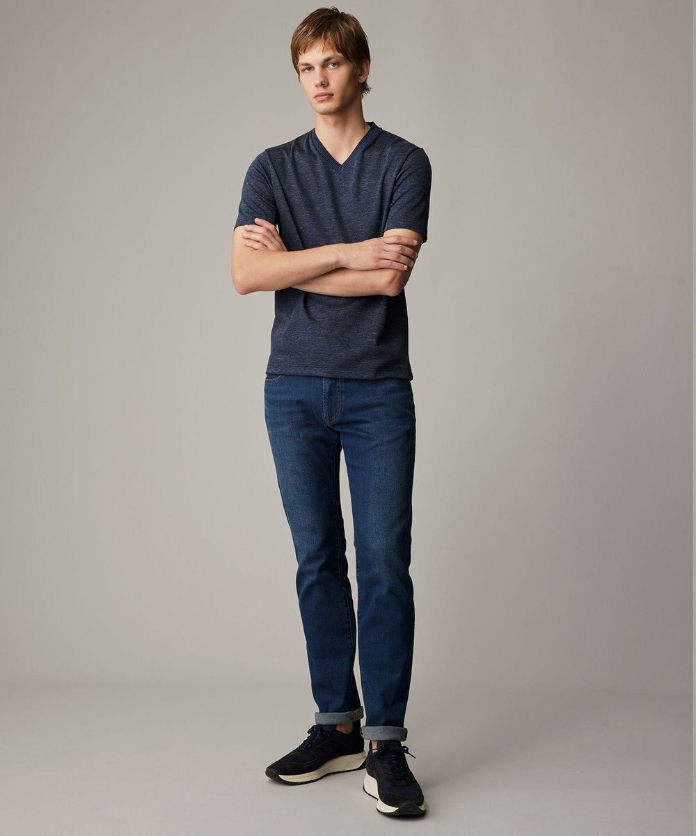 JOSEPH ABBOUD 【リネン素材/吸水速乾/日本素材】リネンハニカム Vネック Tシャツ 