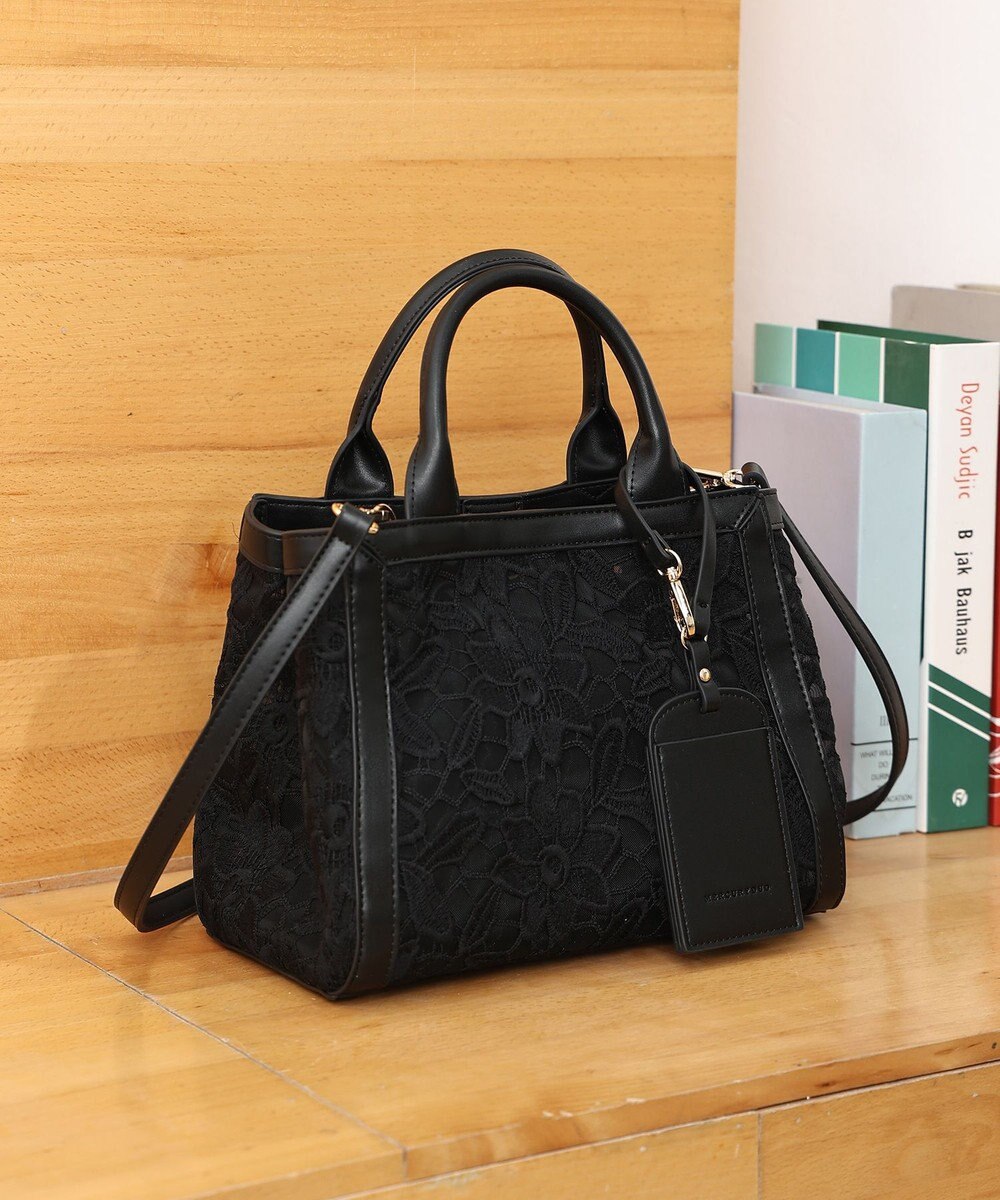 style code 【MERCURYDUO/マーキュリーデュオ】ロゴ巾着&カードケース付 軽量エンブロイダリーレース 2WAYトートバッグ 