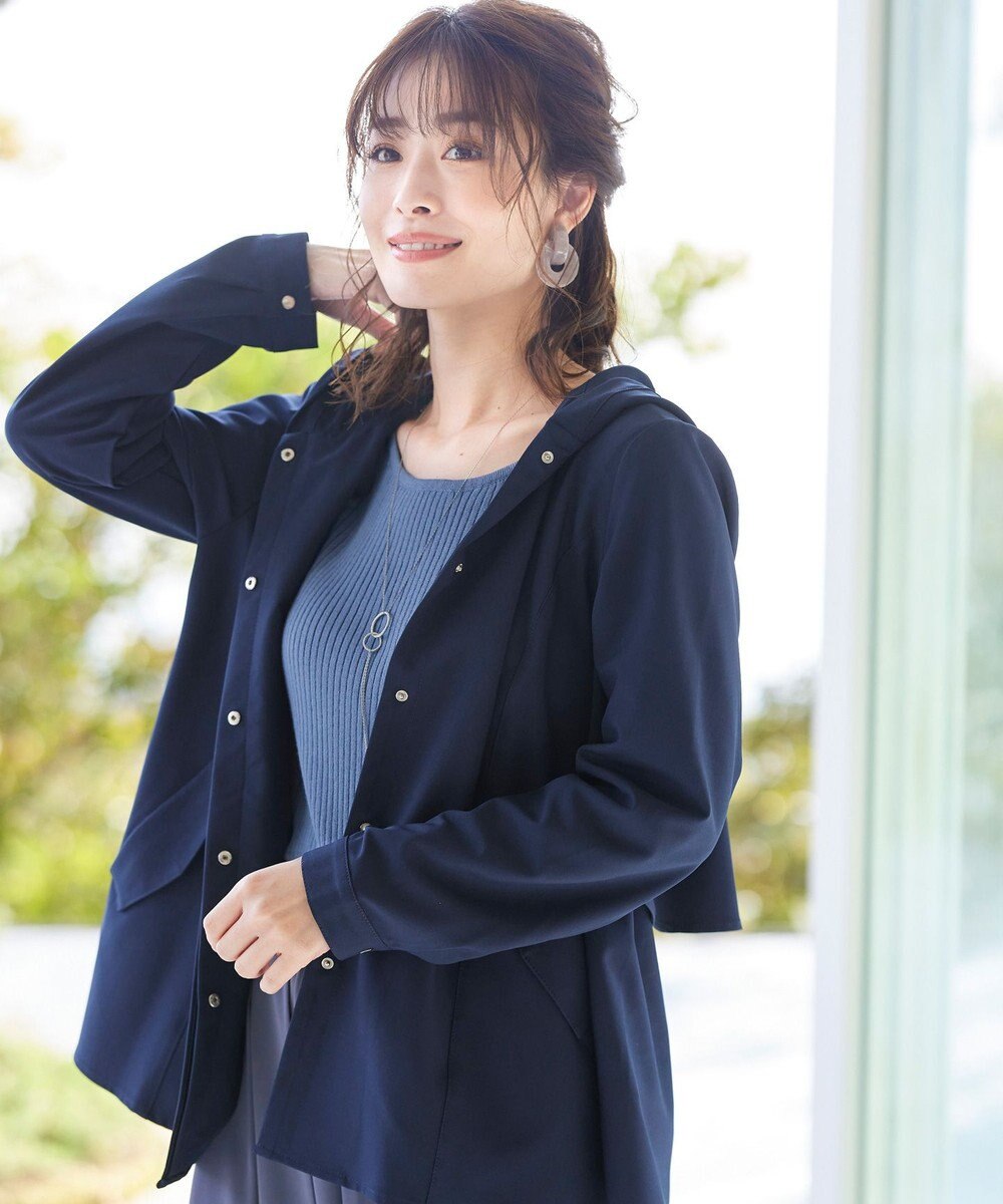 Tiaclasse 【洗える】異素材を組み合わせたミモレ丈リブコンビワンピース 