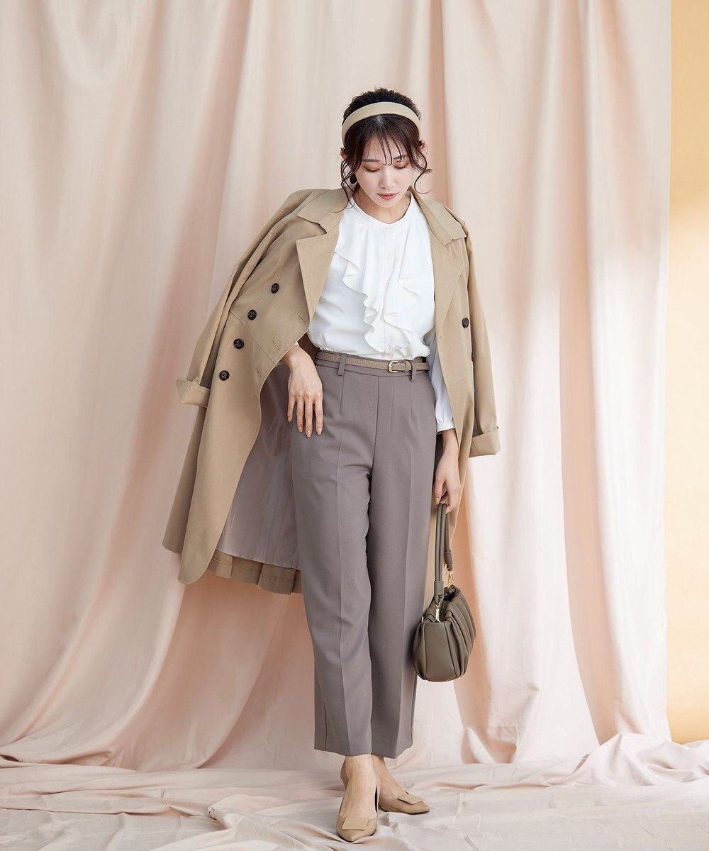 Tiaclasse L 【洗える】リボンベルト付きトレンチコート 