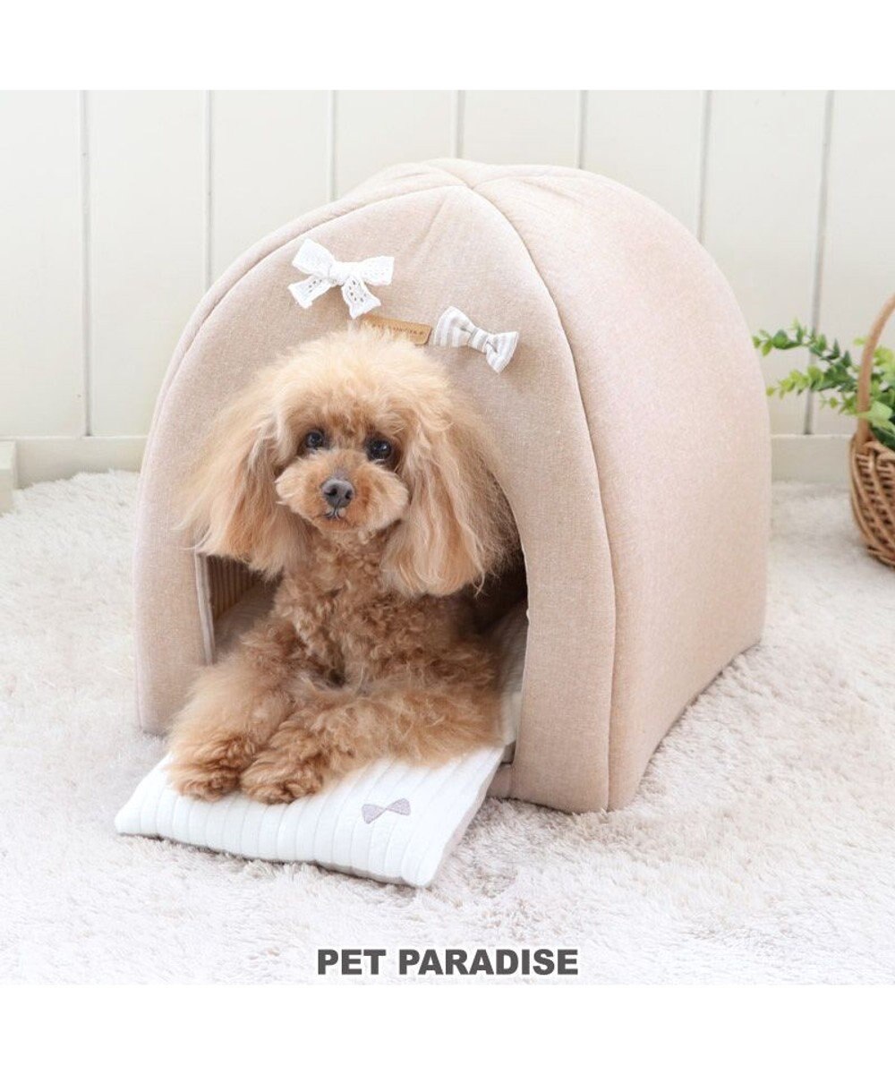 犬 ベッド おしゃれ 折畳み ハウス (38×38cm) リボン / PET PARADISE