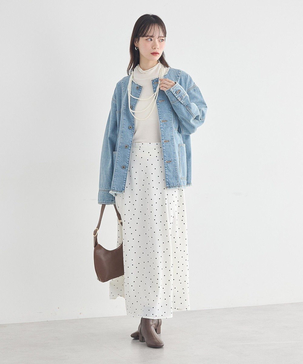 earth music&ecology 【綿100％】デニムノーカラーカバーオール 