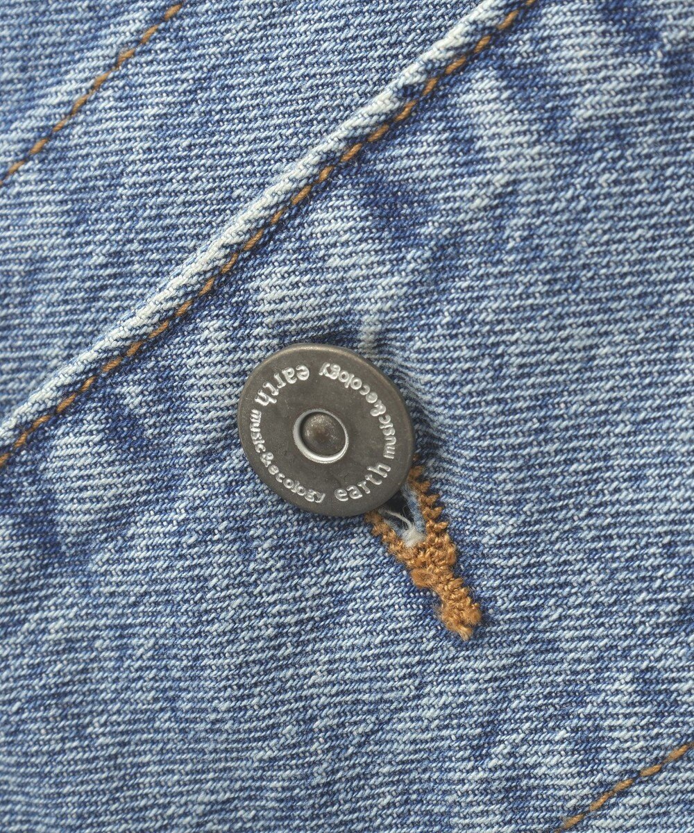 earth music&ecology 【綿100％】デニムノーカラーカバーオール 