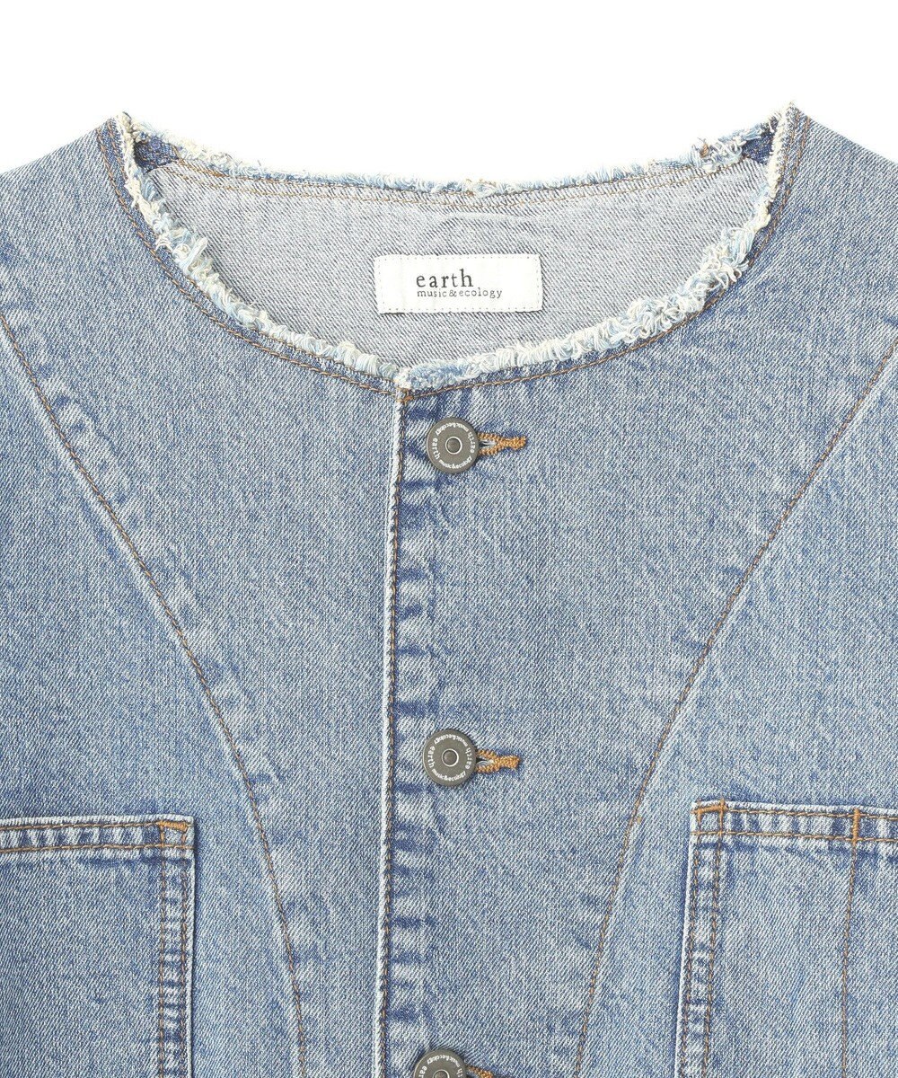 earth music&ecology 【綿100％】デニムノーカラーカバーオール 