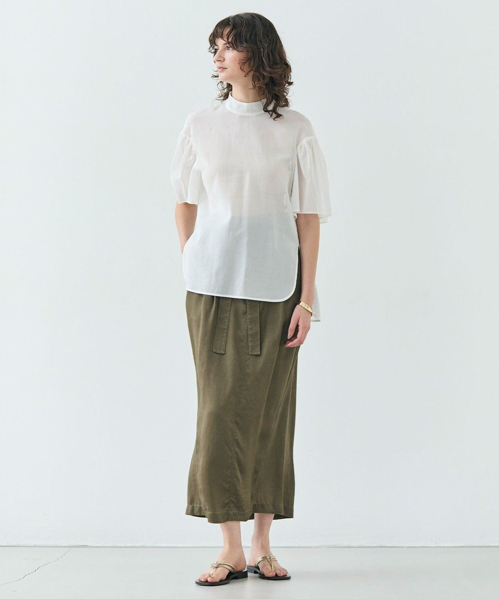 BEIGE， 【洗える】PAWPAW / ウエストリボンタックスカート 