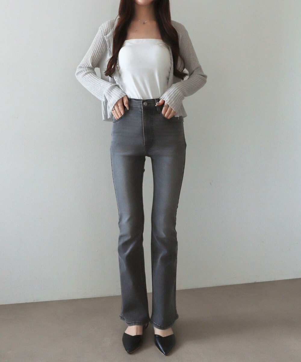 WEGO 【美脚パンツ】ストレッチフレアデニムパンツ 