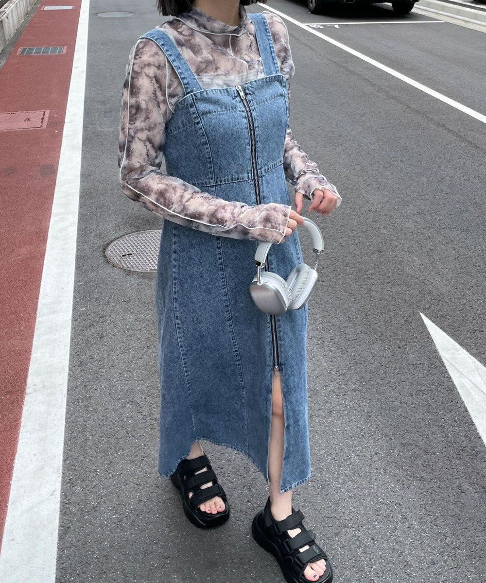 WEGO デニムWジップジャンスカ 