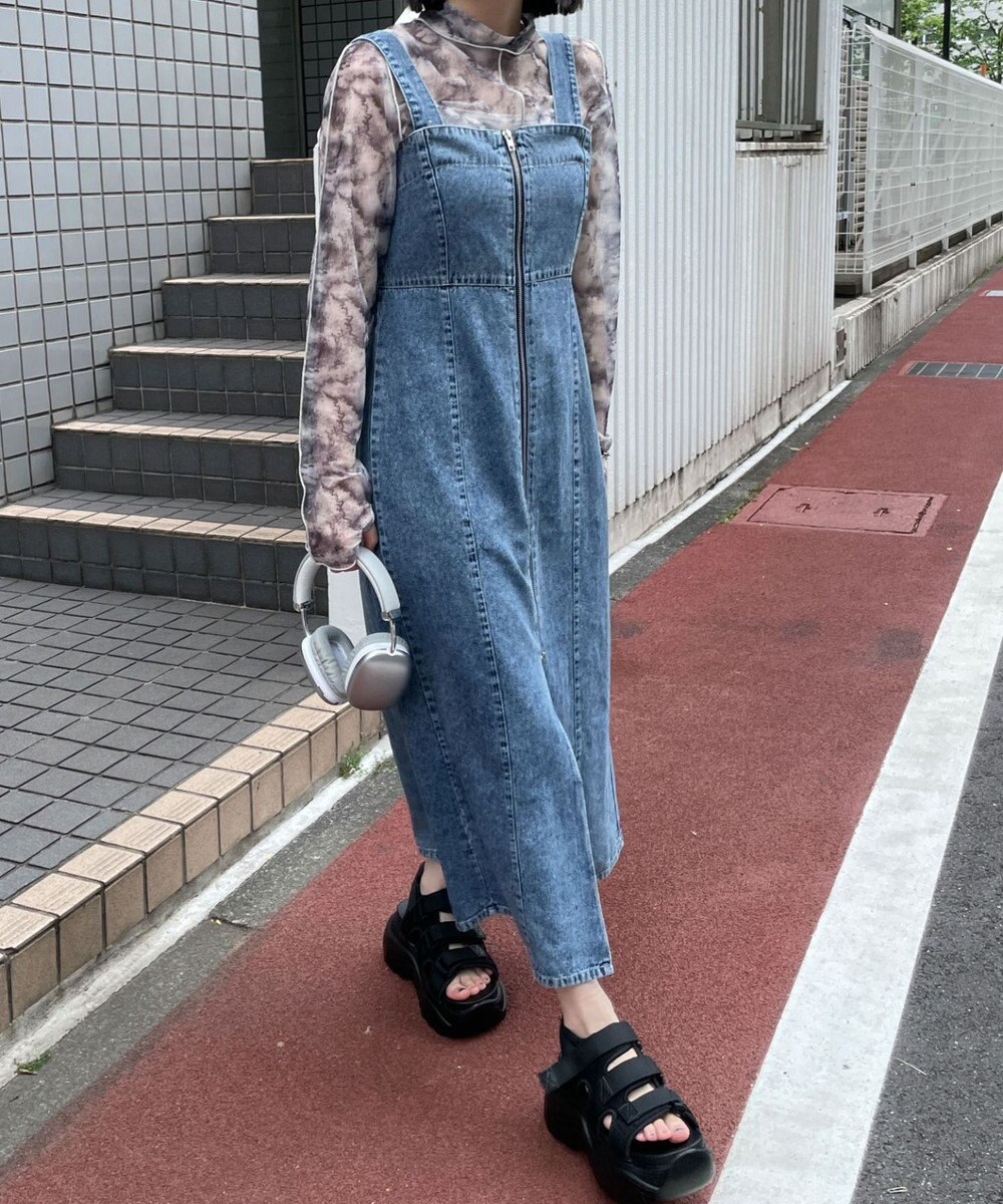 WEGO デニムWジップジャンスカ 