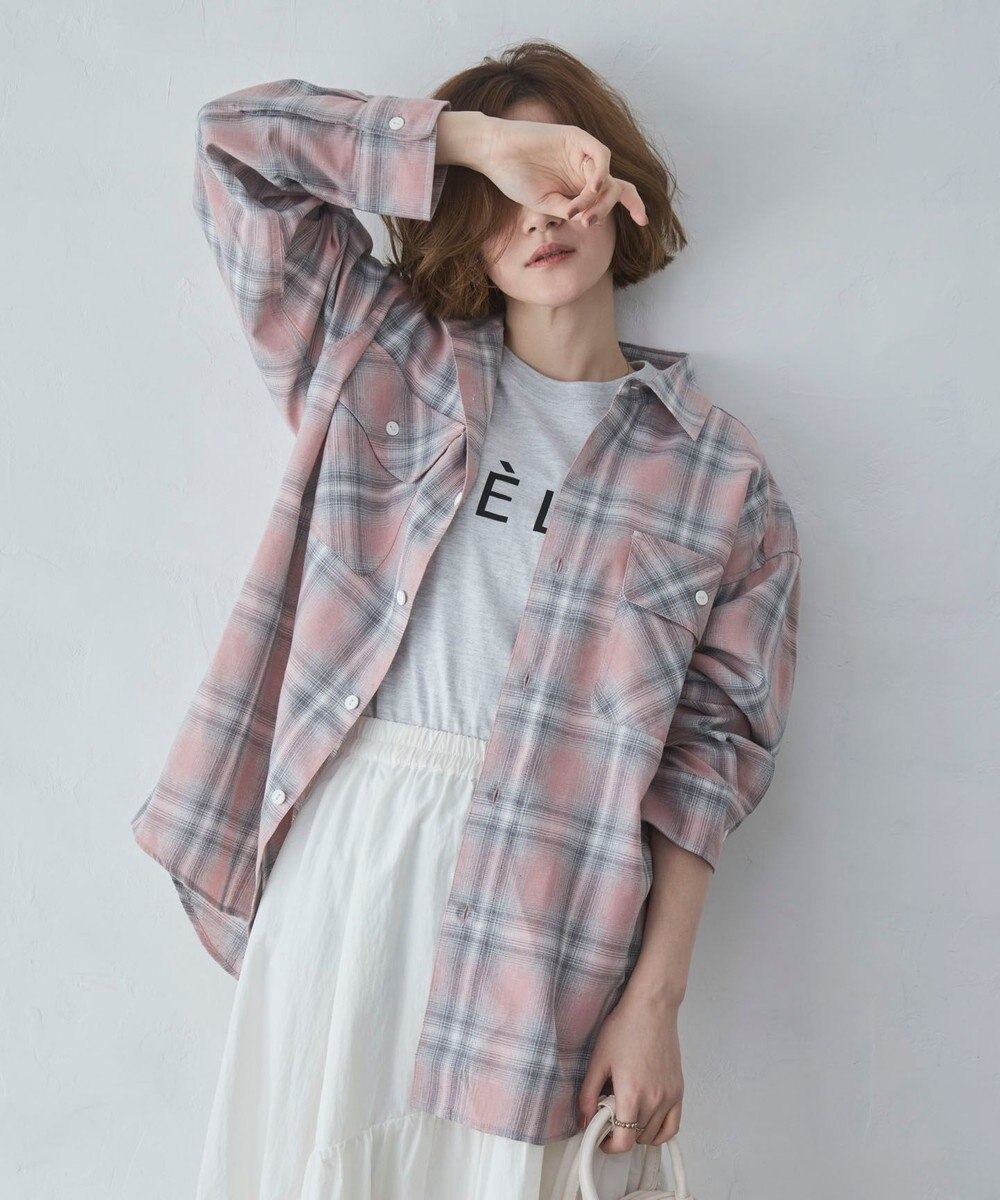 WEGO 【ユニセックス着用ITEM/SMLサイズ展開】オンブレチェックシャツ（LS） 