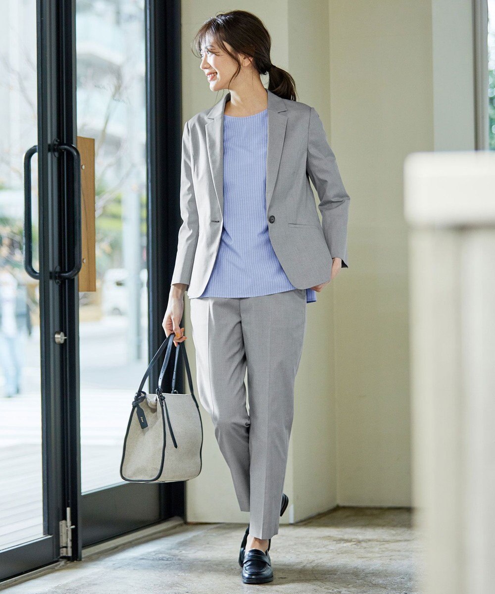 J.PRESS LADIES 【洗える・撥水・防汚】コットンFITTYシャーク テーパード パンツ 