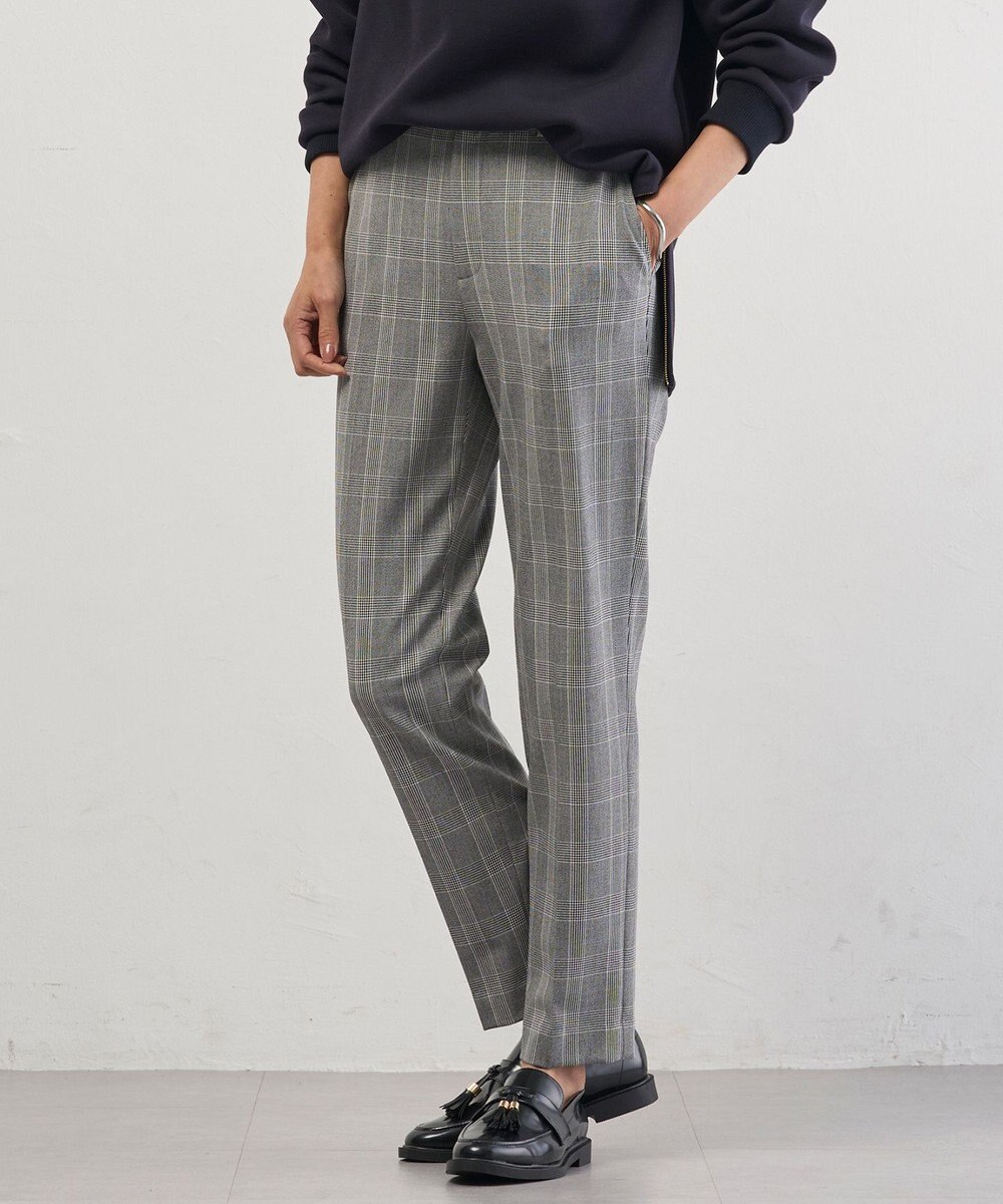 J.PRESS LADIES L アルガンシルク チェック テーパード パンツ 