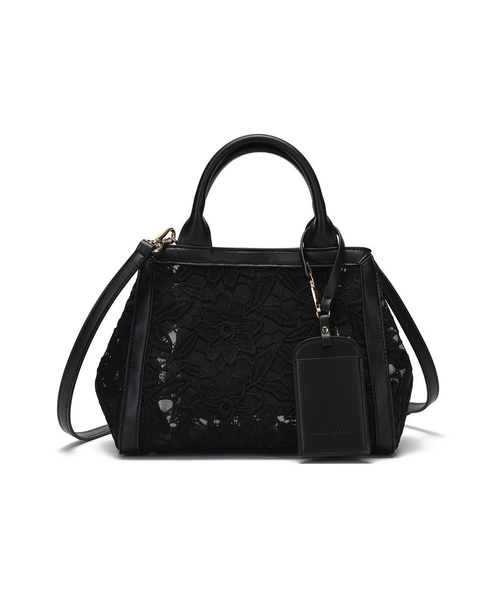 style code 【MERCURYDUO/マーキュリーデュオ】ロゴ巾着&カードケース付 軽量エンブロイダリーレース 2WAYトートバッグ 