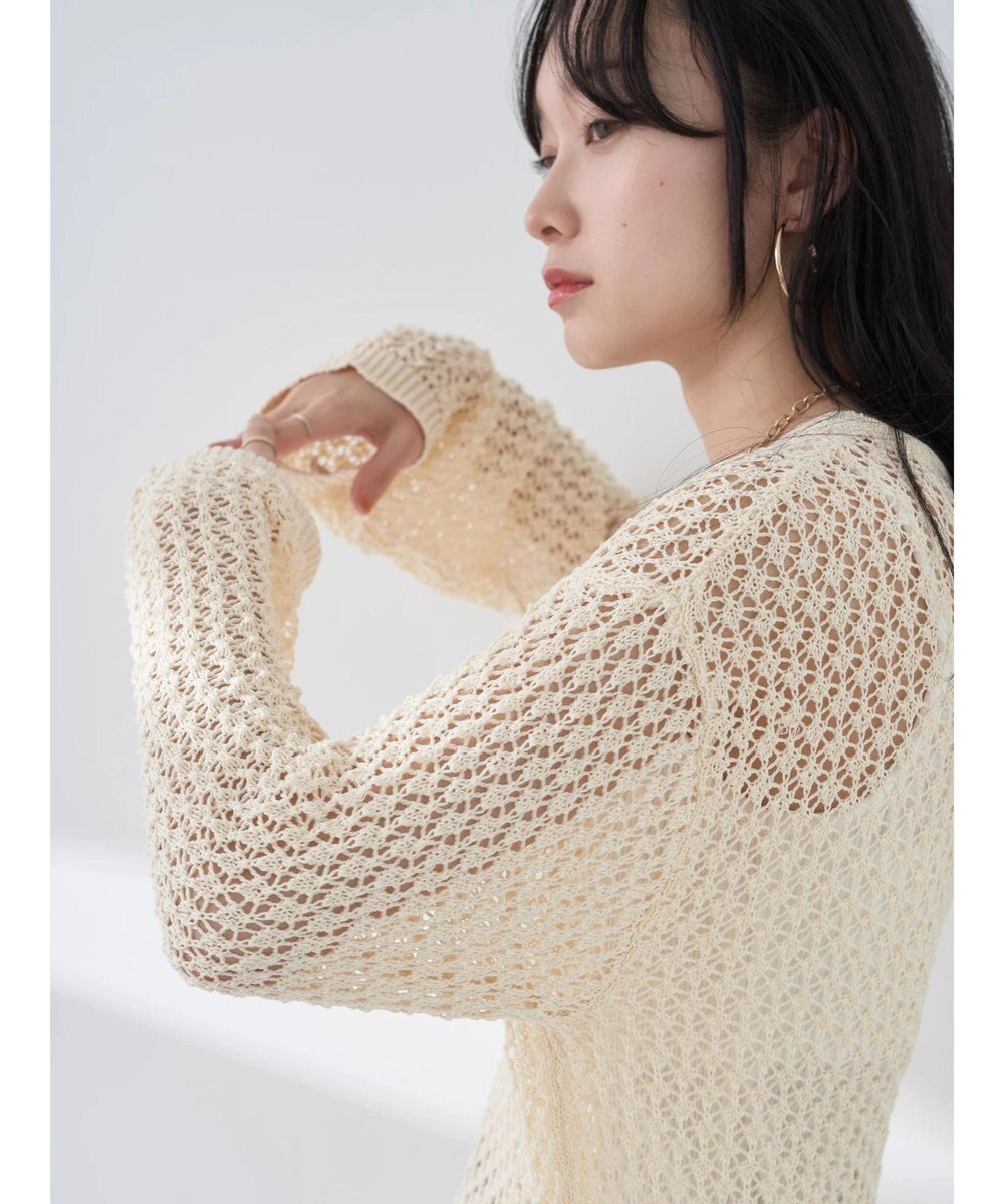 earth music&ecology メッシュ編みニットプルオーバー 