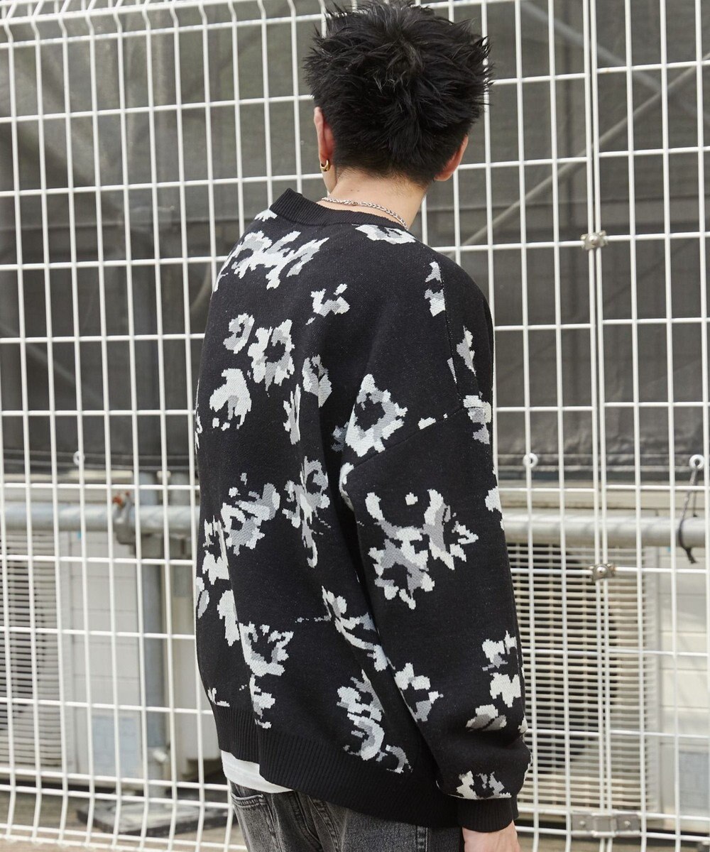 WEGO リラックスフィットパターンカーディガン 