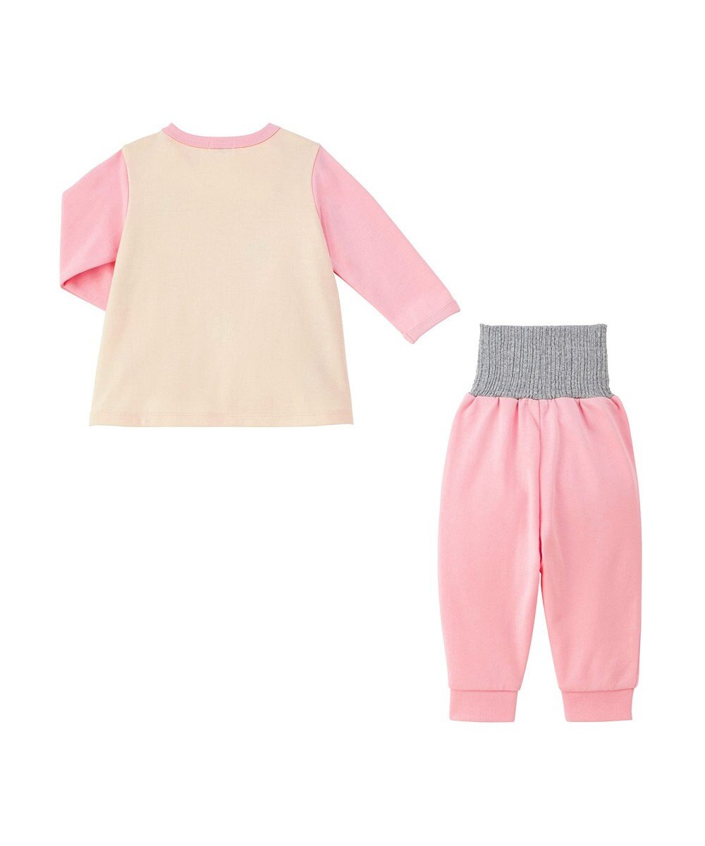 MIKI HOUSE HOT BISCUITS 【80-120cm】 ドット柄 ミニ裏毛パイル素材 腹巻き付き長袖パジャマ 