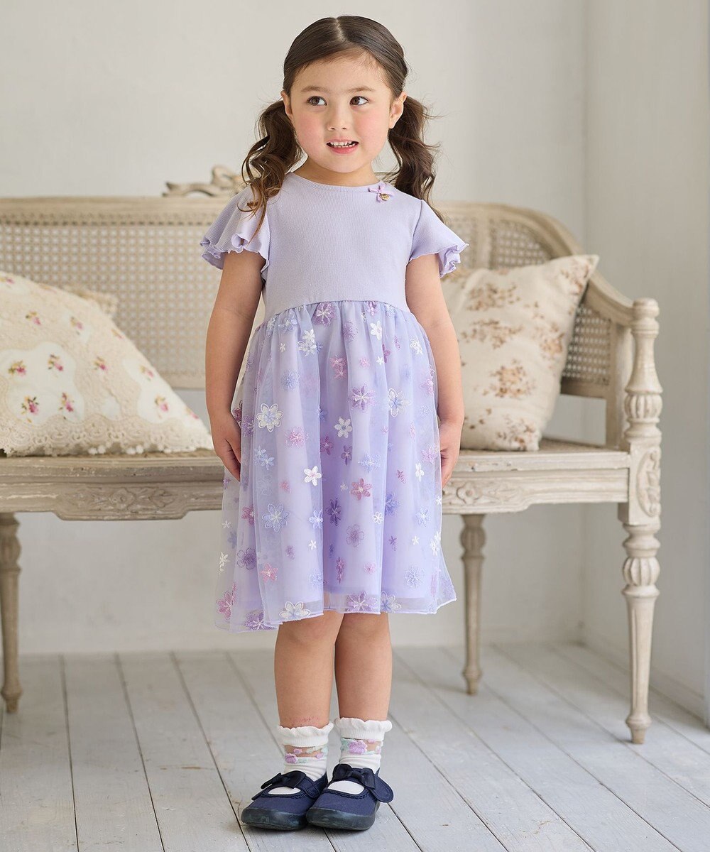 ANY KIDS 刺繍チュールワンピース 