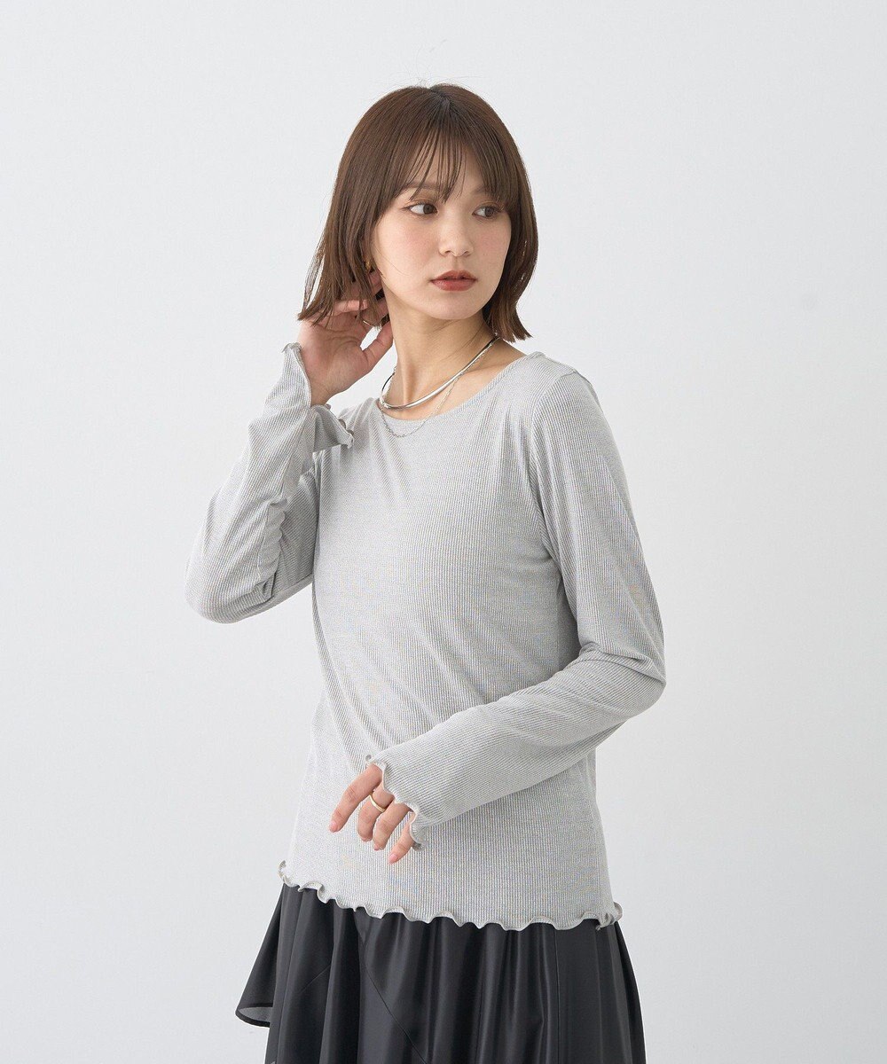 earth music&ecology ラメテレコボートネックプルオーバー 