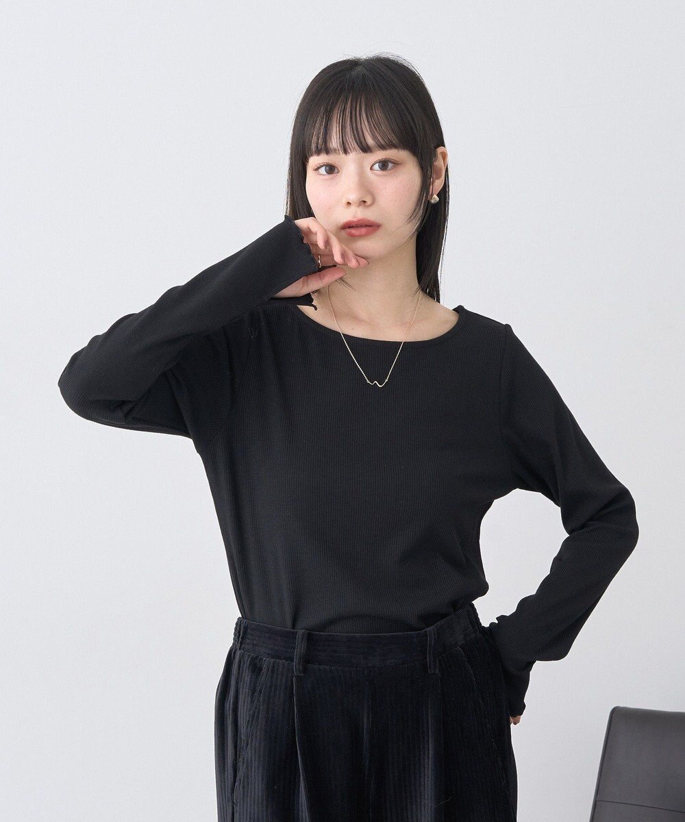 earth music&ecology ラメテレコボートネックプルオーバー 