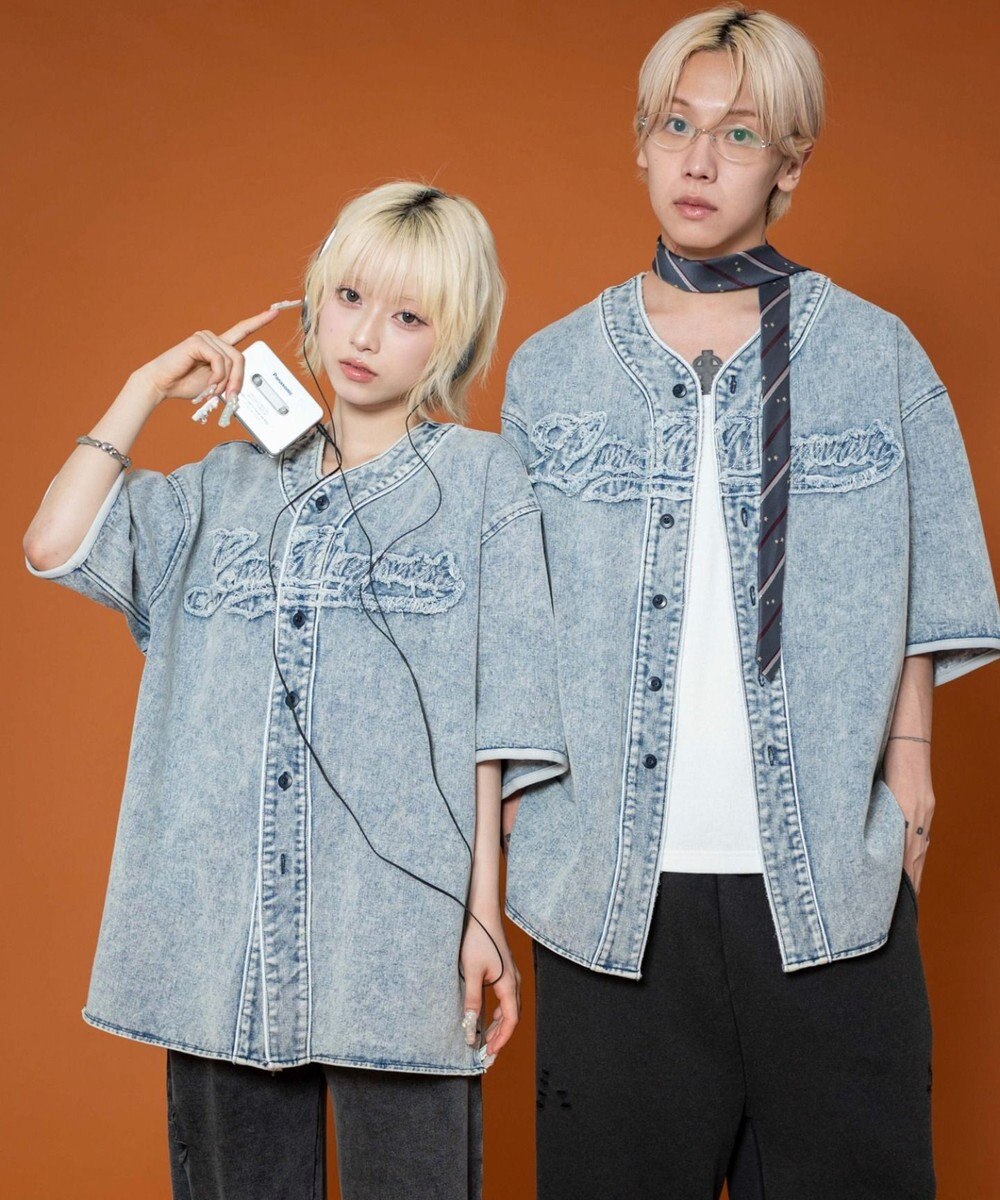 WEGO 【ユニセックス着用ITEM】ベースボールデニムグラフィックシャツ（SS） 