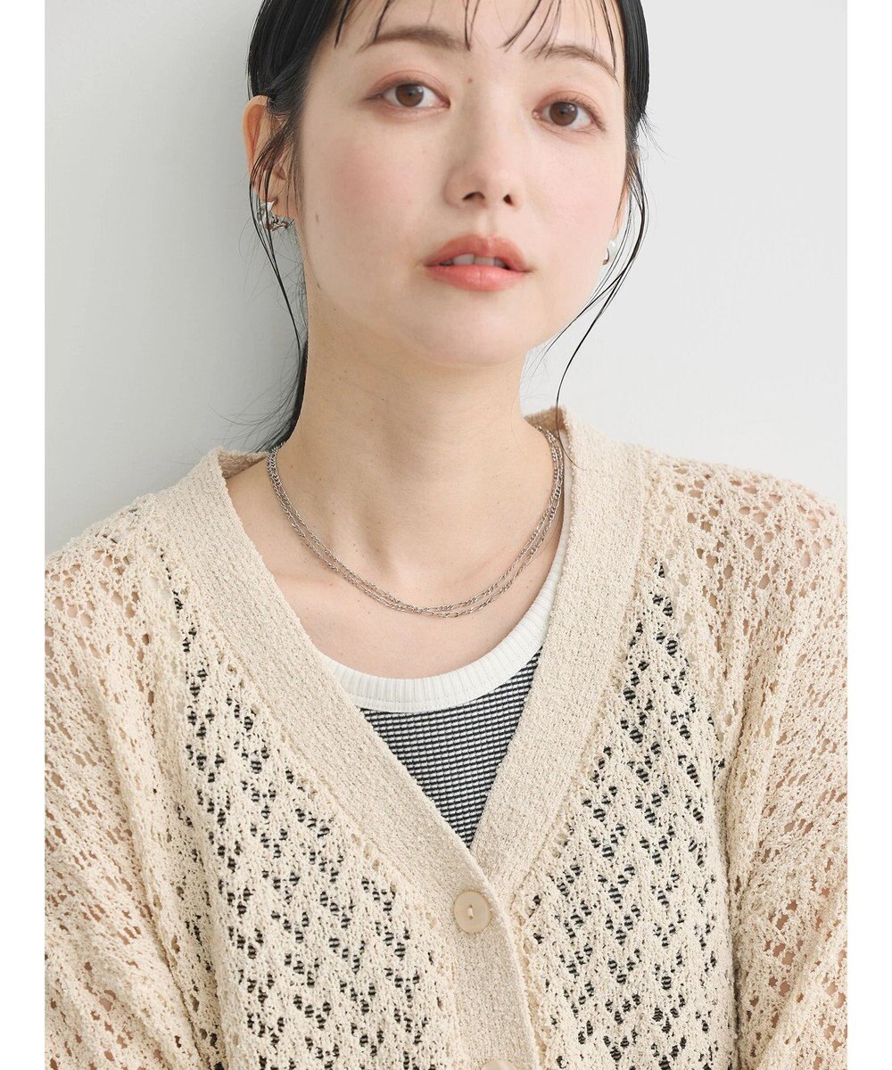 earth music&ecology ファンシーヤーンすかしニットカーディガン 