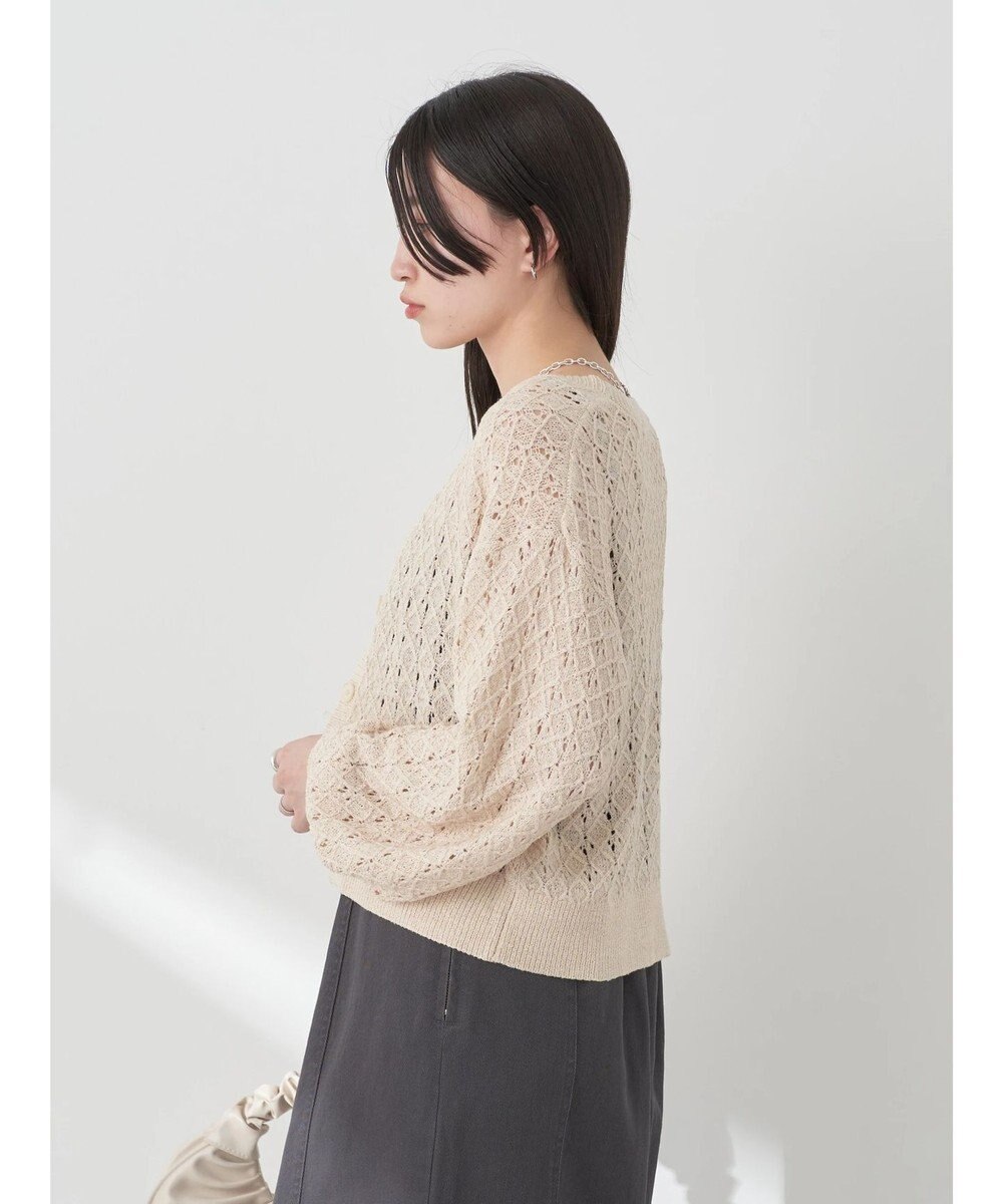 earth music&ecology 透かし編みテープヤーンカーディガン 