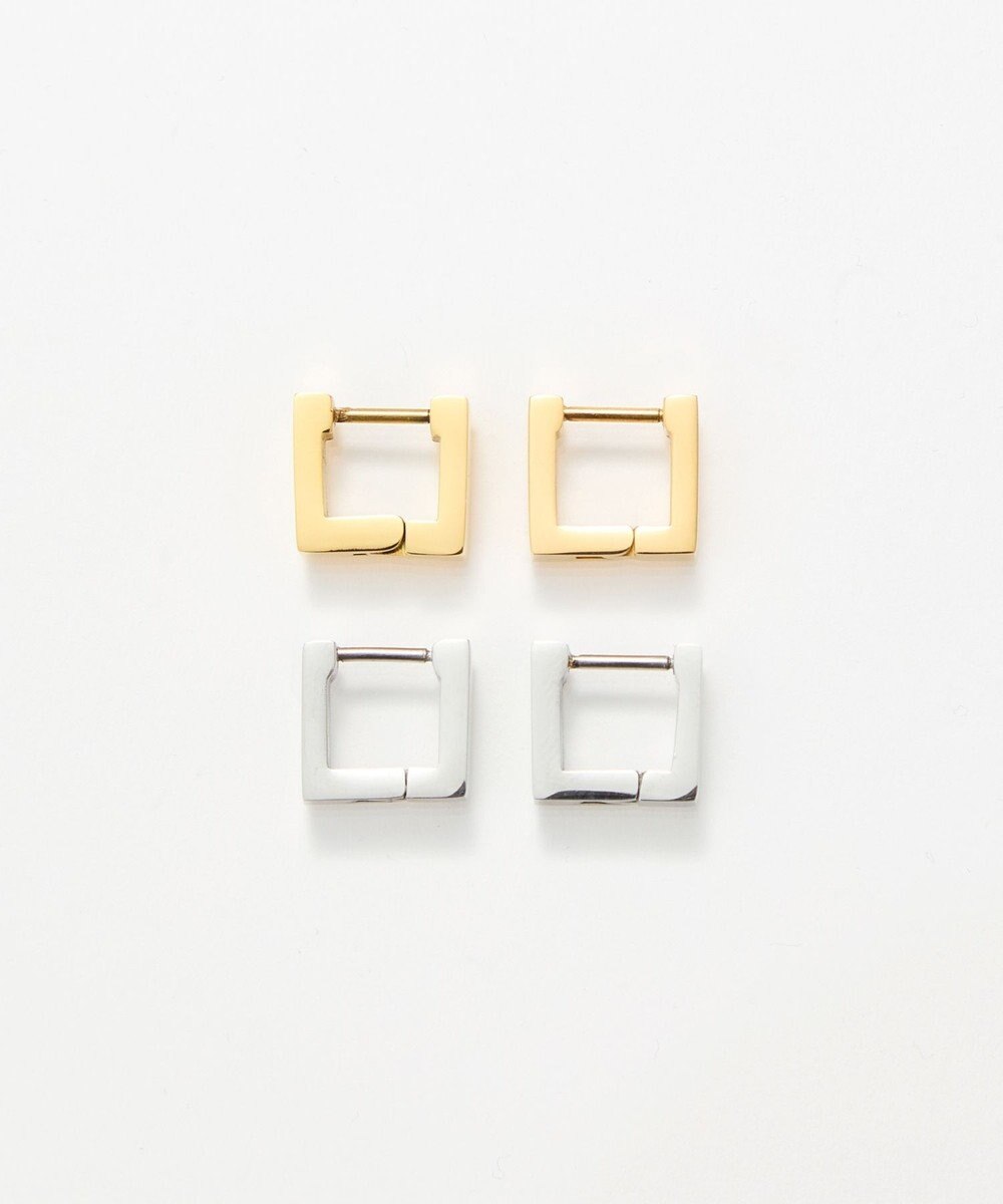 Phoebe 【金属アレルギー対応】ストレートスクエアフープピアス　ゴールド/サージカルステンレス 
