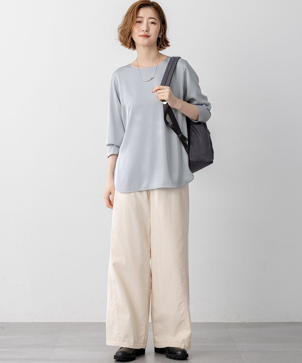 23区 L 【洗える】サテン ロングスリーブ Tシャツ 