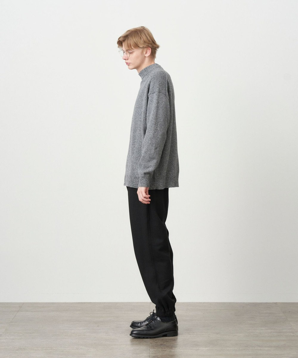 WOOL MOULINE | モックネックセーター - UNISEX, LIGHT GRAY, 02