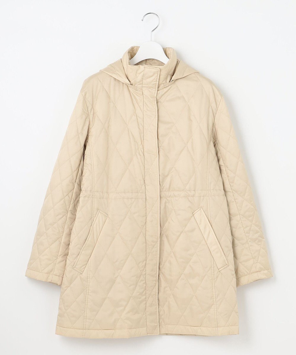 自由区 L 【洗える】ブライトキルト フード付きコート 