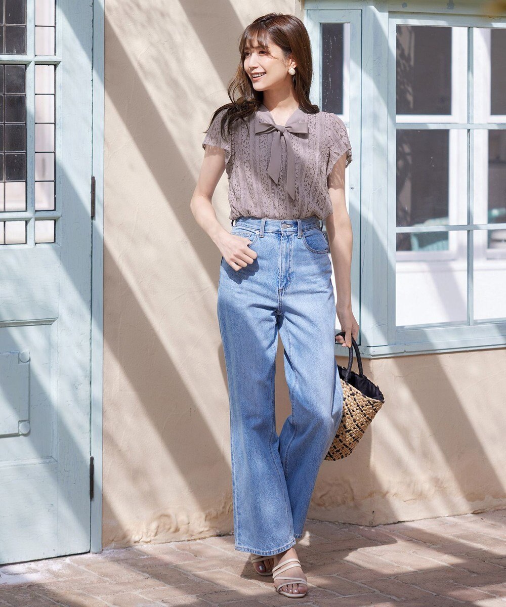 Tiaclasse 【洗える】幅広く活躍が期待できるボウタイレースブラウス 