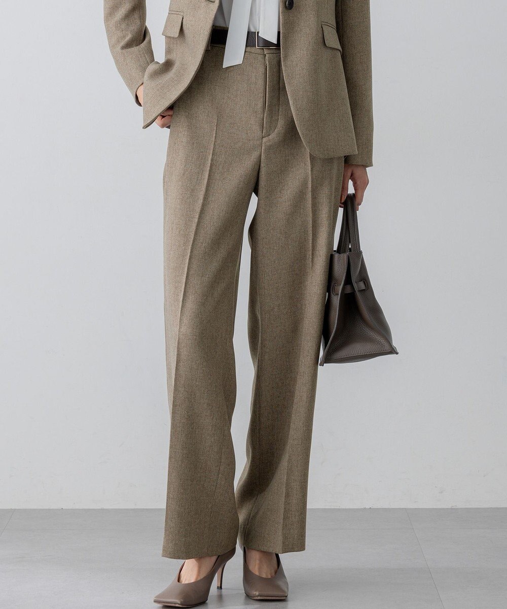 23区 【洗える/セットアップ対応】ウールライクカルゼ ワイド パンツ 