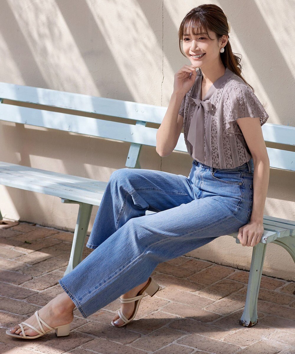 Tiaclasse 【洗える】幅広く活躍が期待できるボウタイレースブラウス 