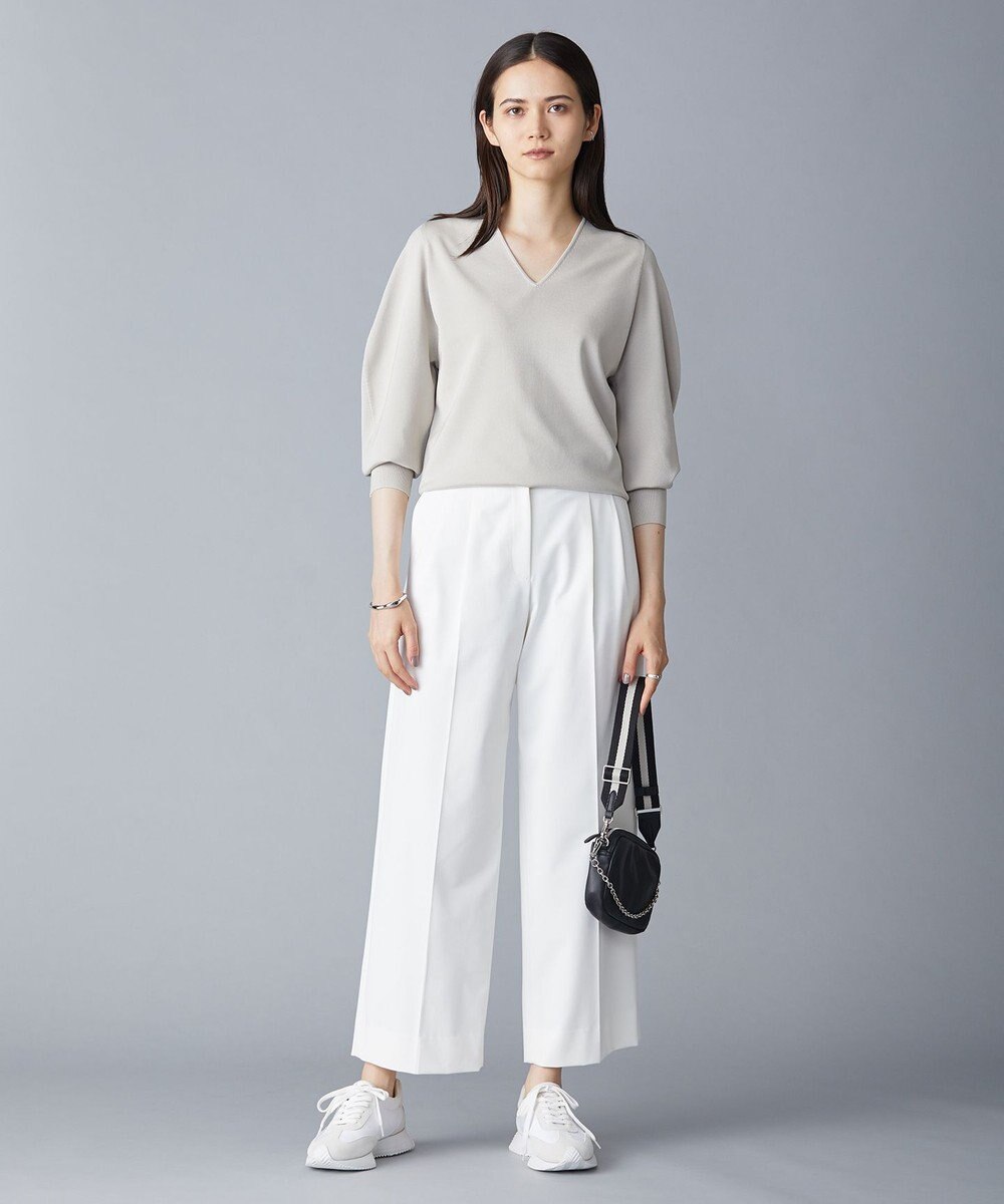 ICB 【洗える】T/Rドライギャバ  ワイドストレートパンツ 