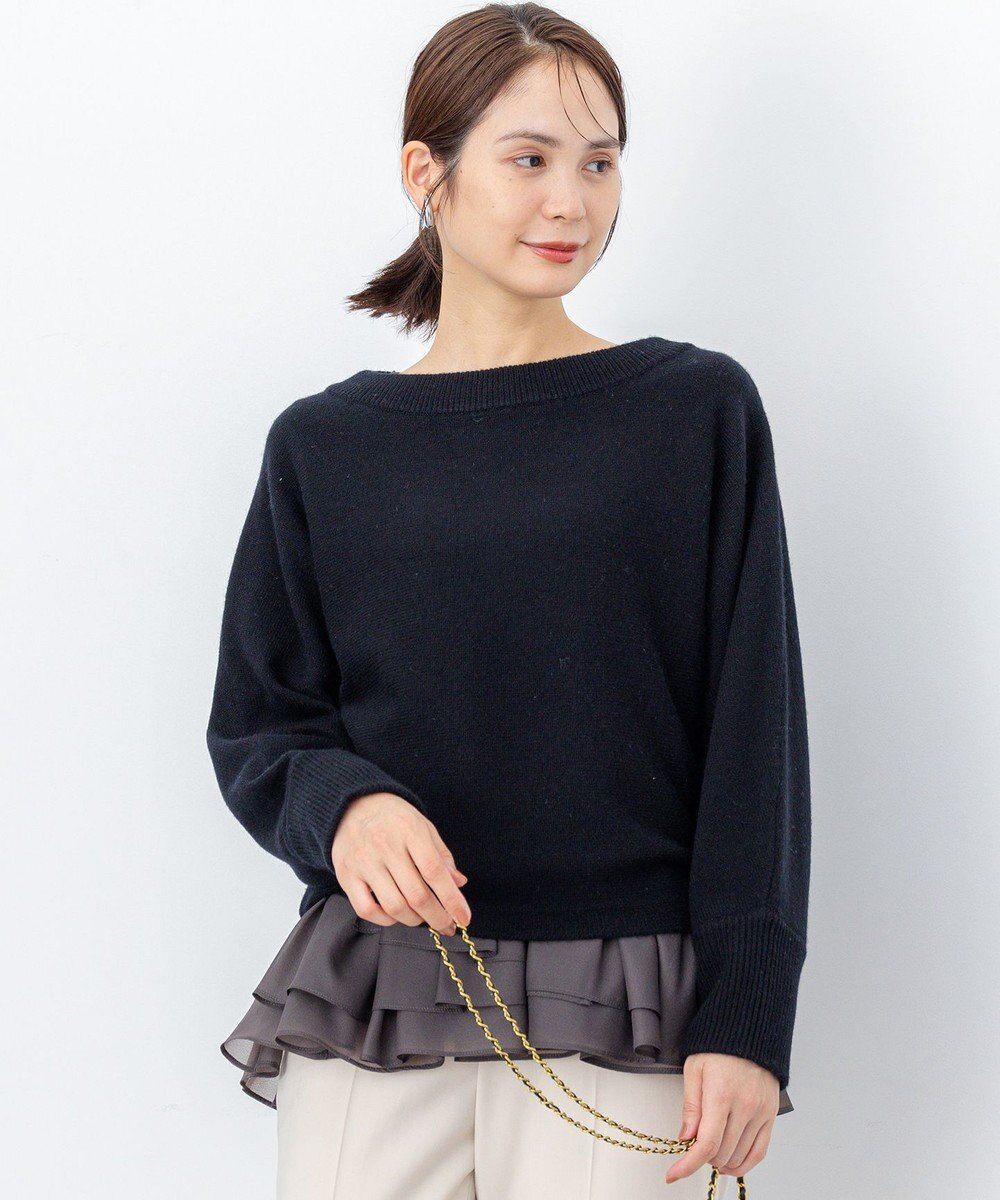 組曲 【加藤ローサさん着用】ウールカシミヤミックスボートネック ニット 