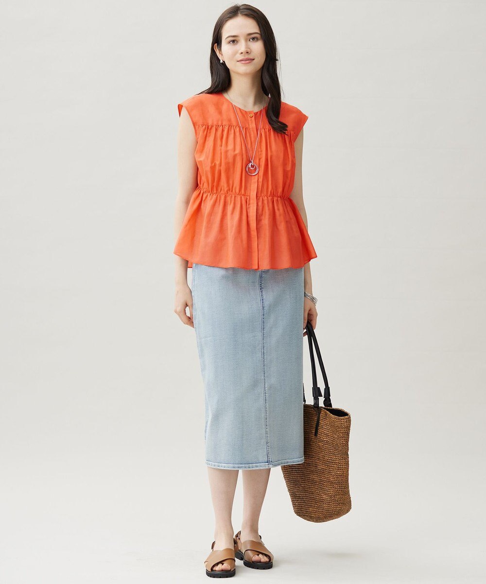 自由区 S 【カタログ掲載・洗える】シルクコットンローンフレンチスリーブ ブラウス 