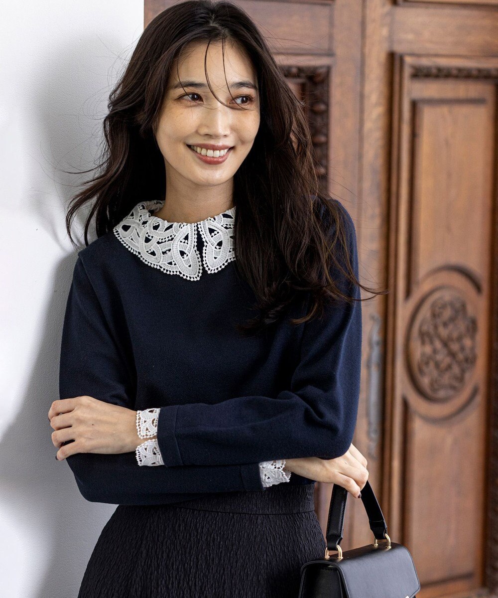 ANY SIS S レース襟 ニット 