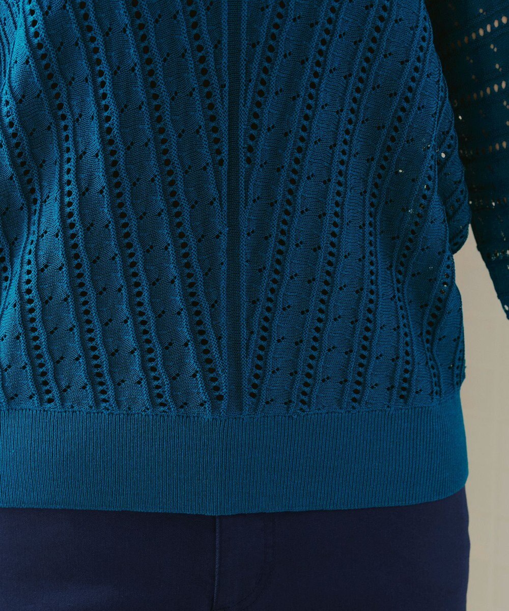 Tiaclasse 【洗える】透かし編みドルマンニットトップス 