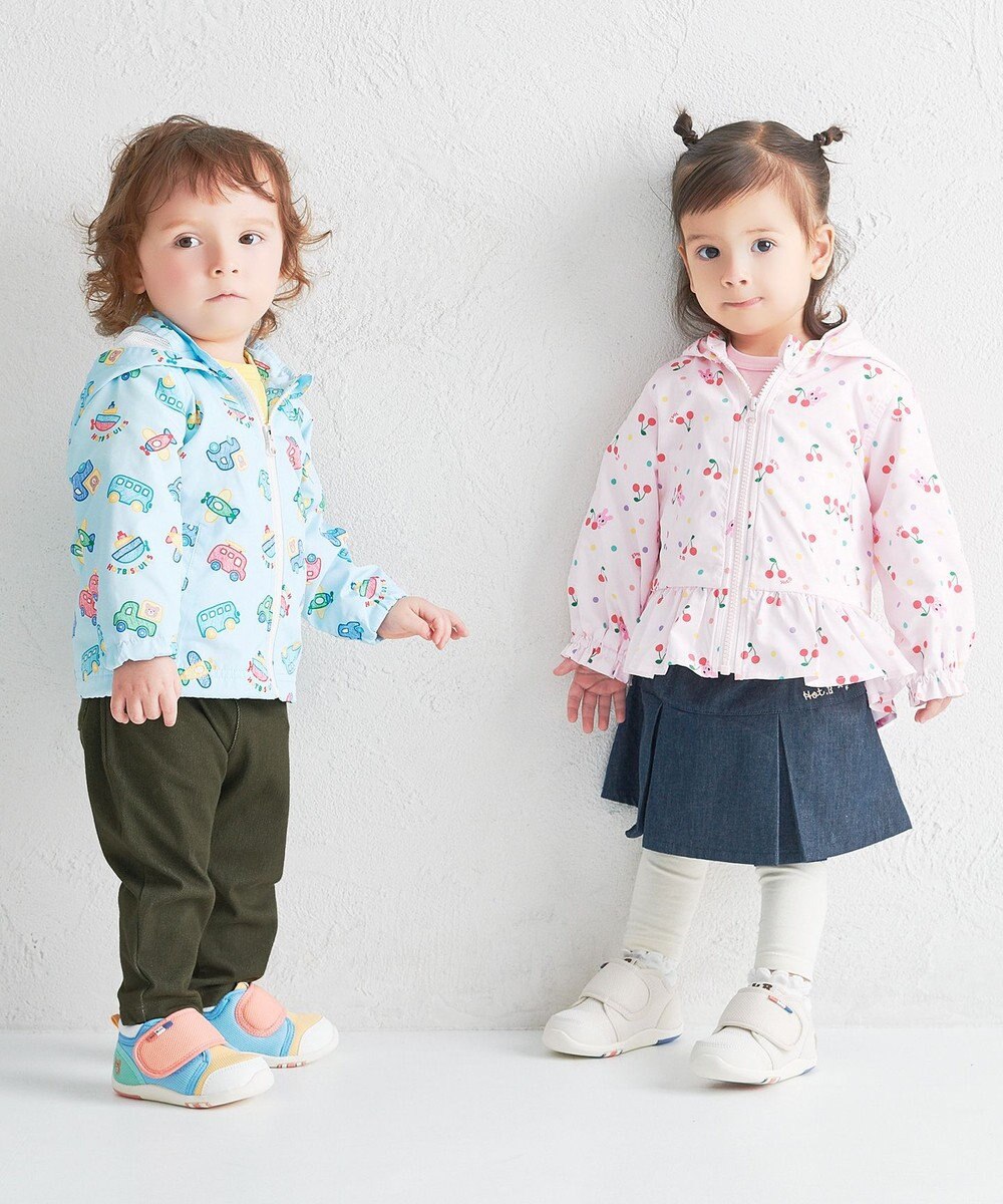 MIKI HOUSE HOT BISCUITS 【80-120cm】ビーンズ×乗り物 総柄ウインドブレーカー 