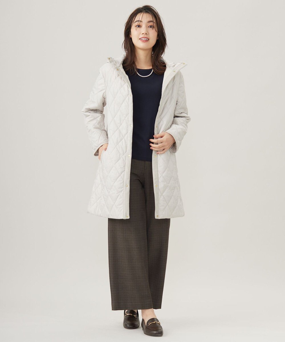 J.PRESS LADIES L 【洗える】T/Rアルガンシルクチェック ワイド パンツ 