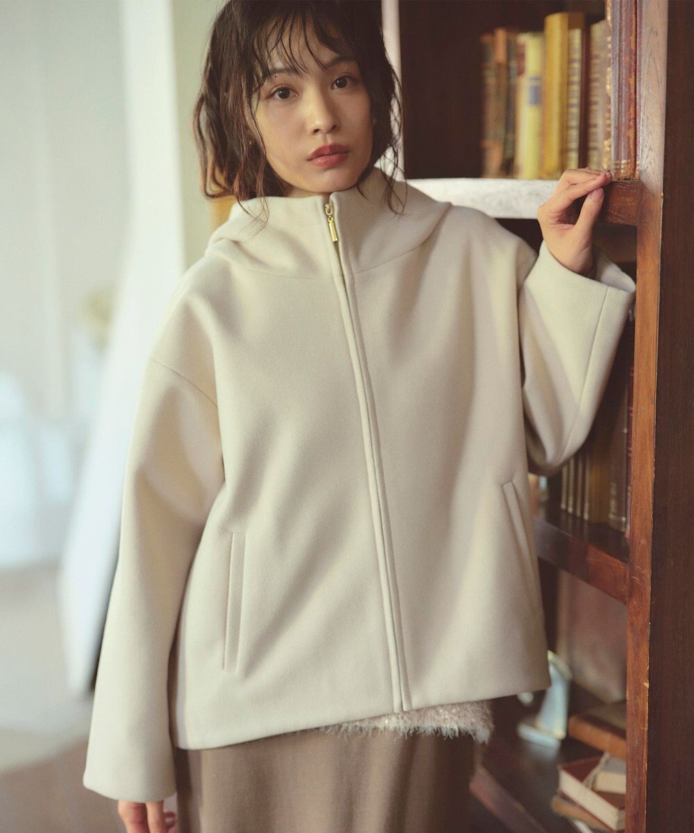 Feroux フード付きコクーンショート コート 
