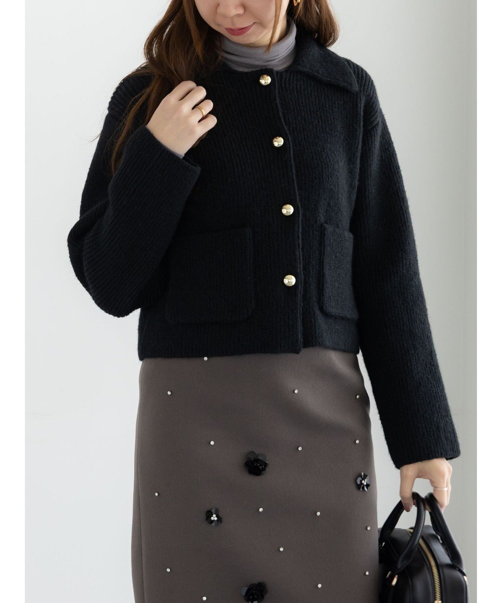 Te chichi フラットカラーメタル釦ニットジャケット《2025winter catalog item》 