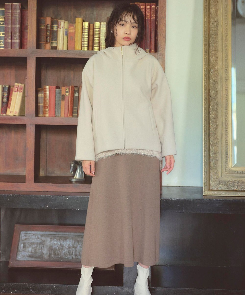 Feroux フード付きコクーンショート コート 