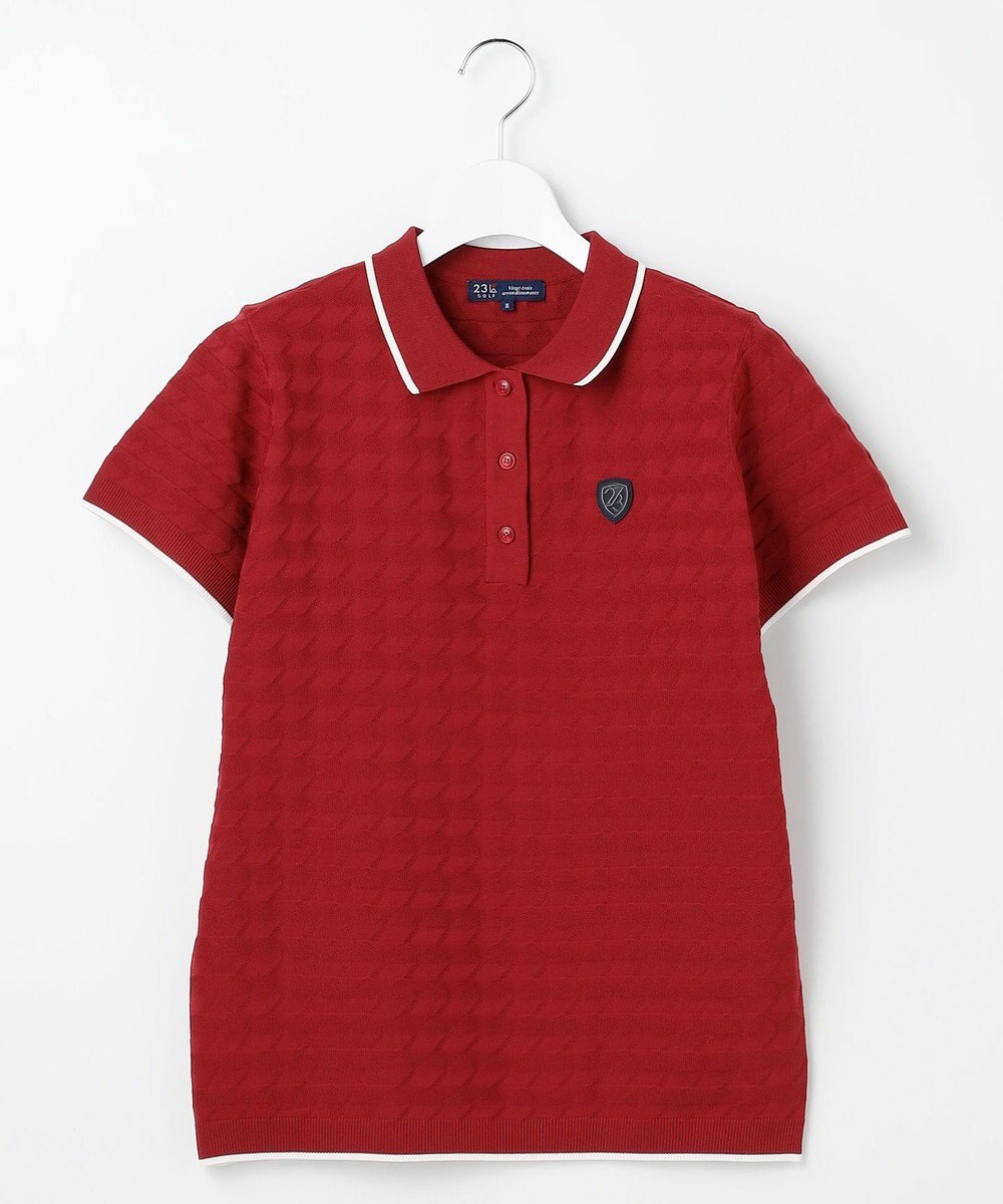 23区GOLF 【WOMEN】フラッグジャガードニットポロシャツ ストレッチ 半袖 