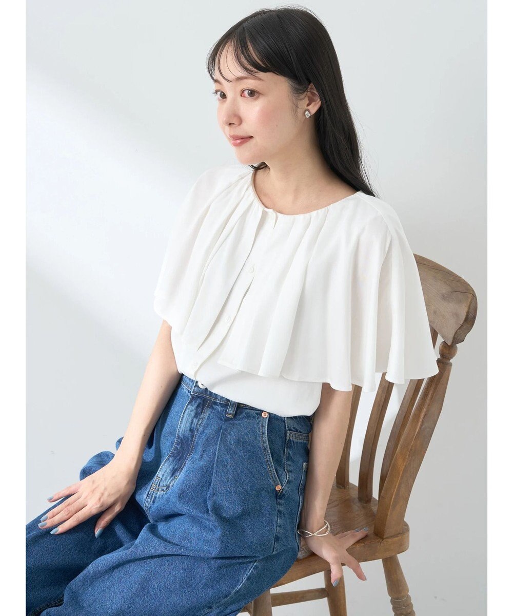 earth music&ecology ケープカラーブラウス 