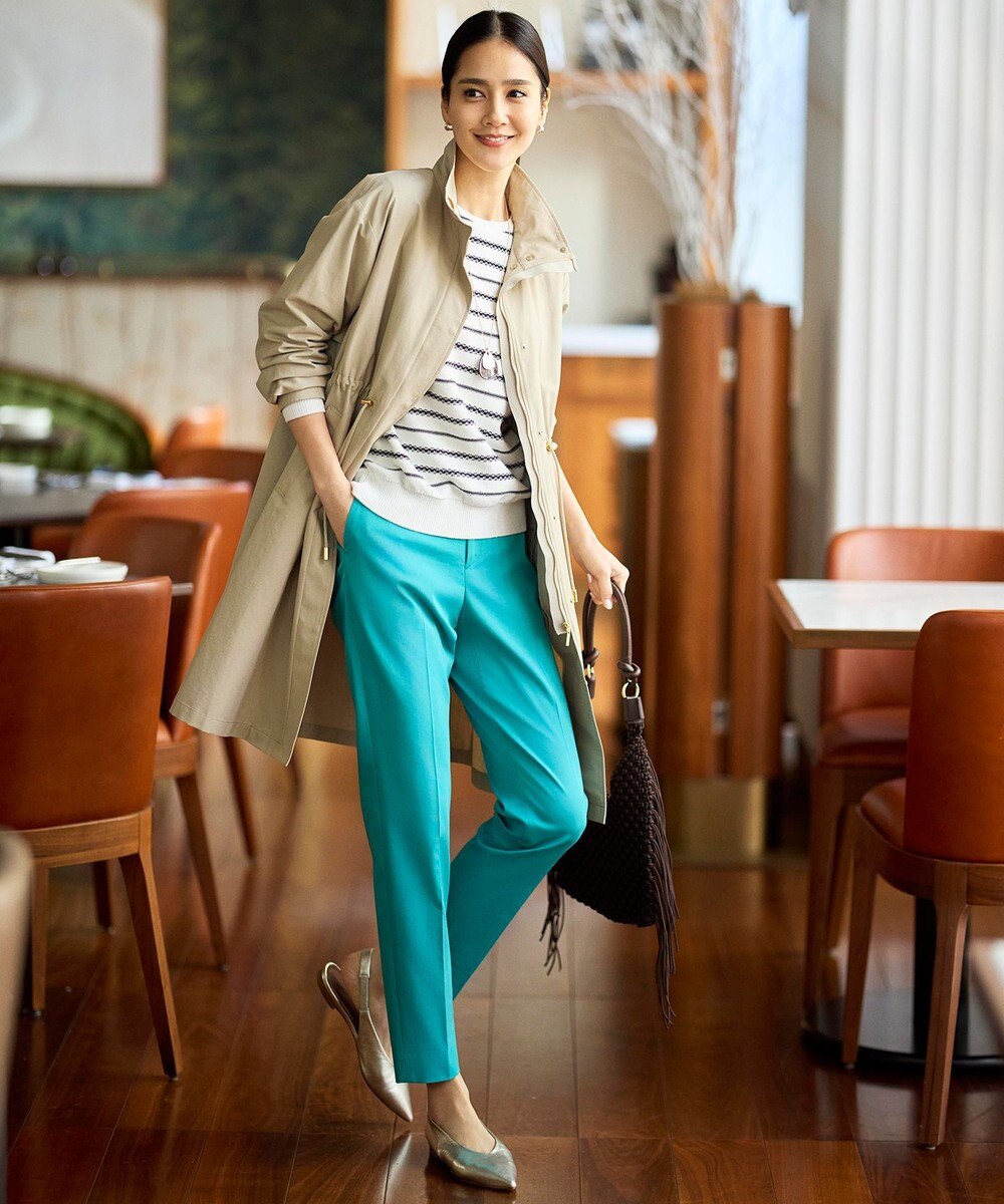 自由区 【ベーシック・着回し抜群】コットンポリミドルゲージボーダー ニット 