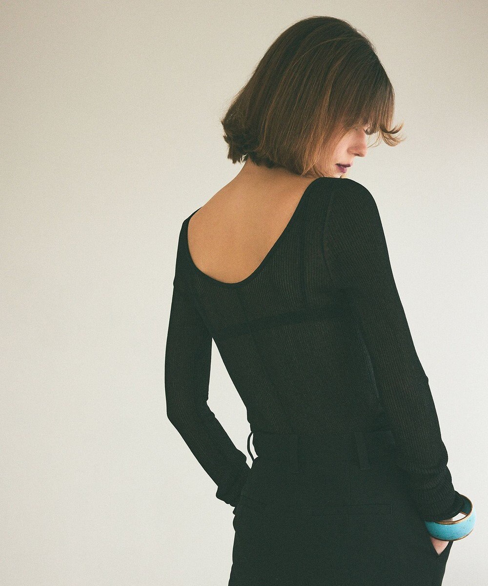 GRACE CONTINENTAL ラメシアーリブニットトップ 