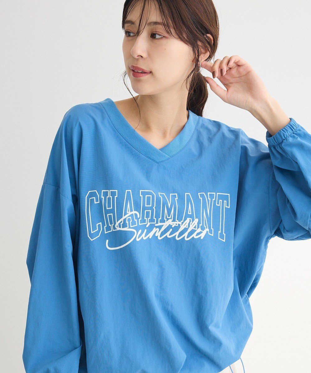 Green Parks ナイロンロゴＶネックプルオーバー 