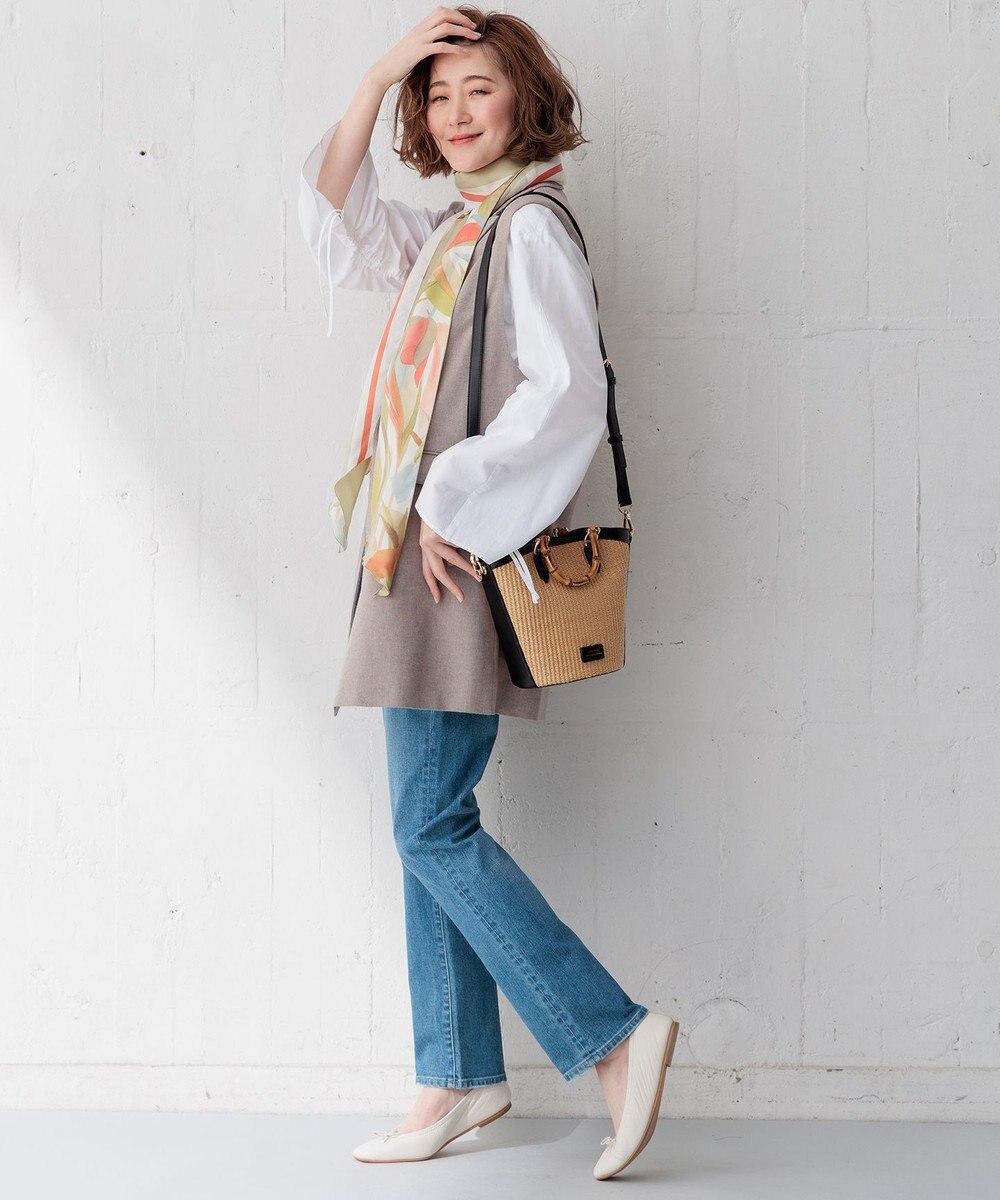 23区 【セットアップ対応】リネン ミックスツイード ジレ 