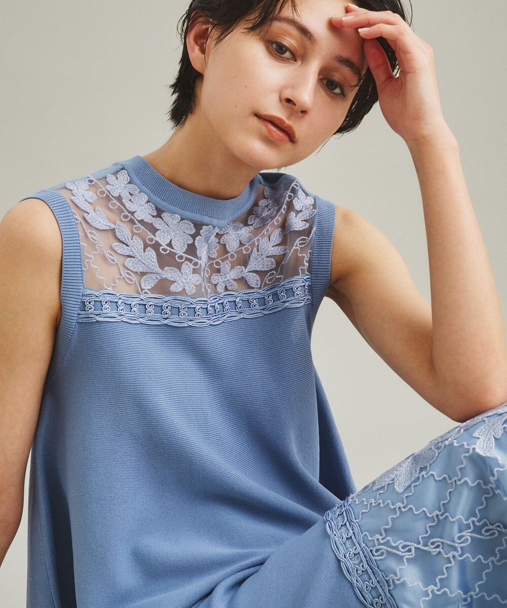 GRACE CONTINENTAL フラワーコードニットトップ 