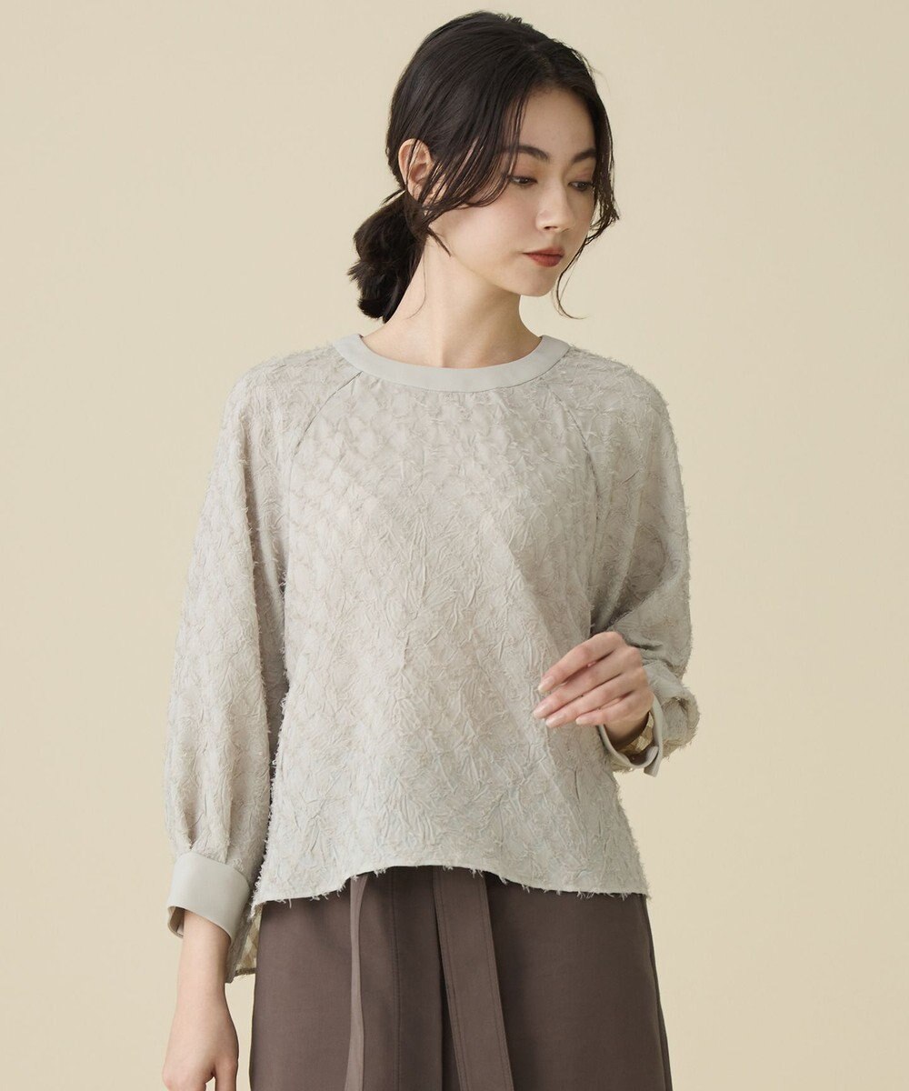 自由区 L 【セットアップ対応】ワッシャーカットジャカード ブラウス 